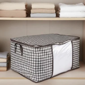 Bolsa organizadora de ropa apilable y plegable de marco de acero con cremallera para ropa de cama y uso doméstico