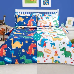 OEM ODM Kinderen Cartoon Dinosaurus Bedset Katoen Omkeerbaar Ademend Oeko Tex Gecertificeerd Modern voor Kinderkamer