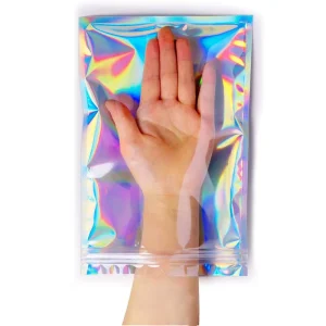 OEM-Reißverschluss Mylar-Tasche Hologramm-Reißverschlussverpackung Beutel wiederverschließbare holografische Ziplock-Tasche Laser 1 Seite transparent