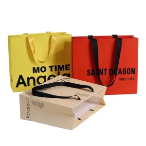 Sacos de Papel para Embalagem com Logótipos Personalizados Impressos para Roupas, Calçados, Artesanato e Compras com Fita