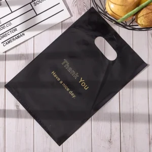 Túi mua sắm tên thương hiệu cá nhân hóa in logo tùy chỉnh túi đóng gói quần áo boutique túi nhựa LDPE có tay cầm cắt