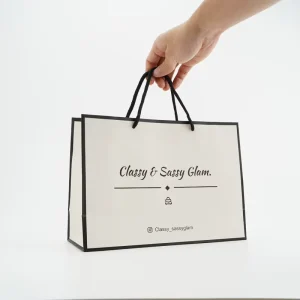 Personalisierte laminierte Papiertaschen mit Griffen für Hochzeitskleider und Luxus-Schmuckverpackungen