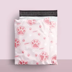 Roze Schattige Kat Huisdieren Poly Mailer Aangepaste Logo Print Polymailer Verzendverpakking Verzendzakken voor Kleding