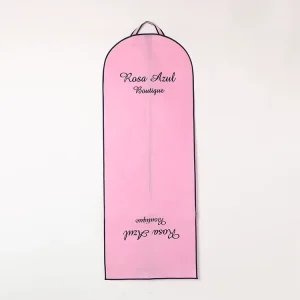 Borsa antipolvere per abiti da sposa lunga rosa con logo