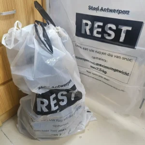 REST trekkoord vuilniszakken op maat gemaakte logo bedrukte witte plastic afvalzakken fabriek