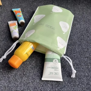 Recyclable Material Custom Logo Printed Drawstring Bag Makeup Draw String Pouch Gift Packaging Bag