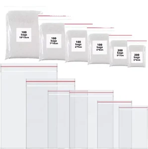 Sacs transparents PE refermables avec zip pour emballer des boucles d'oreilles, bijoux, aliments et autres articles