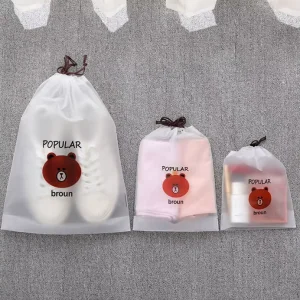 Reusable Custom Plastic String Clear Drawstring Bags Transparent Jewelry Bags Sheer Bags Drawstring for Shoes