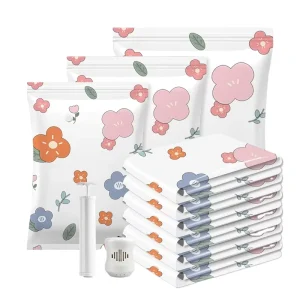 Bolsas de Almacenamiento al Vacío de Plástico Reutilizables y Plegables con Bomba de Mano, Ahorro de Espacio, Impermeables, Capacidad de 35L para Ropa y Ropa de Cama
