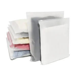 Túi đóng gói quần áo CPE nhựa với khóa kéo, tùy chỉnh logo của bạn, túi tái chế, ziplock mờ cho trang phục