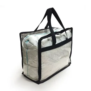 Bolsa de almacenamiento con cremallera de PVC suave para edredón, manta, embalaje de tela