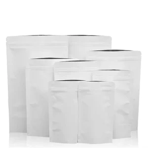 Bolsas Doypack de papel kraft blanco para alimentos con ventana mate
