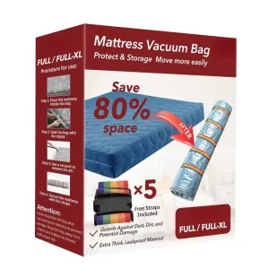 Bolsa de almacenamiento, ahorro del 70%, bolsa de compresión de colchón flexible antimicrobiana, plegable, para mudanzas, habitación, armario