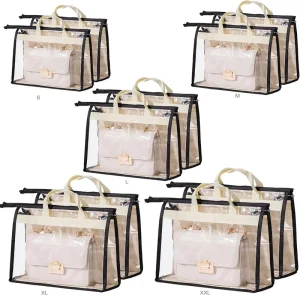 Organizador de almacenamiento de bolso transparente Texpack con funda contra el polvo, protector de bolso con cremallera y asa