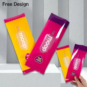 Pochettes laminées à trois côtés avec fenêtre, pour emballage de sucettes et de glaces, sac en PET pour nourriture pour animaux