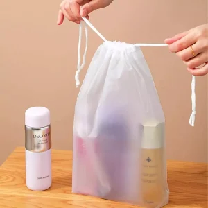 Túi đựng quần áo chống bụi trong suốt, túi nhựa PVC có logo, túi dây rút cotton nhỏ cho giày du lịch