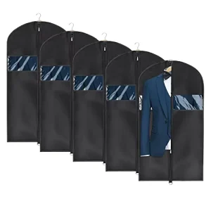 Borsa per abiti trasparente di grande capacità, riutilizzabile, antipolvere, con zip per stoccaggio di abiti e logo personalizzato