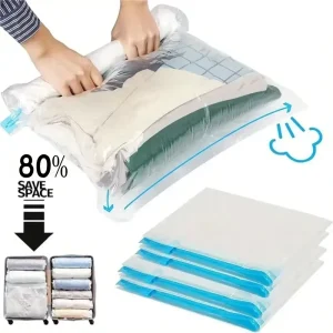 Borsa per Viaggio in Plastica Trasparente con Cerniera, Grande, Compressa per Abiti, Riutilizzabile, Eco-Friendly, Pieghevole