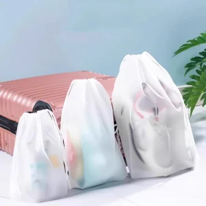 Sacos de Sapatos PE Foscos à Prova de Água, Bolsas de Armazenamento com Cordão para Sapatos e Roupas