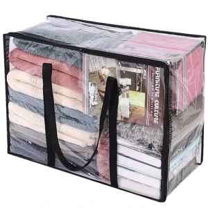 ถุงบรรจุผ้าปูที่นอนกันน้ำใสสำหรับเสื้อผ้า ผ้านวม ผ้าห่ม หมอน PVC ถุงบรรจุภัณฑ์หลายฟังก์ชัน