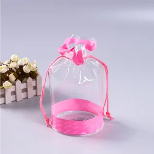 Sac cosmétique en PVC imperméable avec cordon, logo personnalisé, réutilisable pour l'emballage de produits de soin de la peau