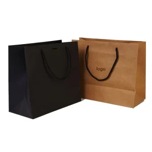 Sac en papier kraft personnalisé avec logo imprimé, petit emballage plastique de shopping refermable étanche