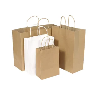 Bolsas de Papel Kraft Blancas y Marrones con Tu Propio Logo, Bolsa de Compras de Papel con Logo, Bolsa de Papel Kraft Personalizada con Asas