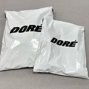 Kantong plastik putih untuk pengemasan pengiriman, kantong pengiriman besar dengan logo cetak, kantong poly untuk pakaian, kustom