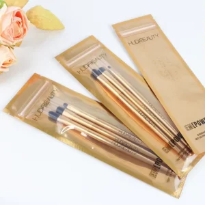 Sacs de maquillage en plastique recyclables personnalisés, certifiés écologiques, sacs à fermeture à chaud pour pinceaux de maquillage
