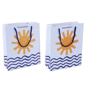 Maßgefertigte luxuriöse Recycling-Papiertüten mit Baumwollkordelgriffen, bedruckt mit Logo-Muster, geeignet für Geschenk- und Handwerksverpackungen