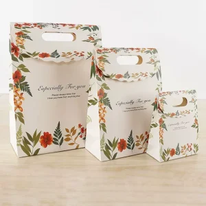 Sacs d'emballage en papier recyclables imprimés en couleur pour bijoux, adaptés aux cosmétiques, parfums, bougies, blancs