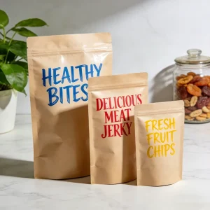 Full-color HD digitale druk kraftpapier zak met logo, UV-bestendig, geurvrij, zelfsluitende verpakking voor vlees, koffie, thee zakken
