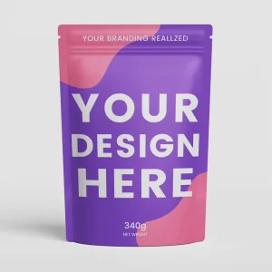 sac en plastique alimentaire vertical laminé avec logo, sac à café à fermeture éclair, sac d'impression numérique