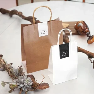 Sac en papier kraft épais et biodégradable, personnalisé avec logo, impression sérigraphique, dimensions personnalisées, adapté pour les cafés artisanaux