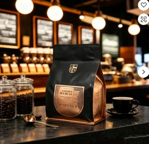 Borsa per caffè in alluminio con cerniera personalizzata, verticale, con fondo piatto, riutilizzabile, per stoccaggio