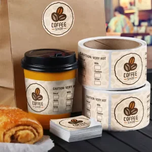 定制卷食品包装标签贴纸咖啡店标志设计印刷食品产品咖啡袋标签贴纸咖啡杯