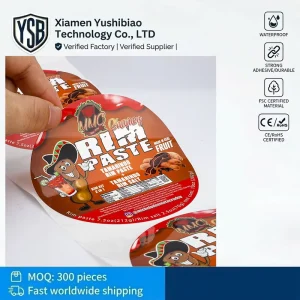 Étiquettes en vinyle lisses et imperméables avec impression personnalisée de logo pour l'emballage de bouteilles et de sacs alimentaires