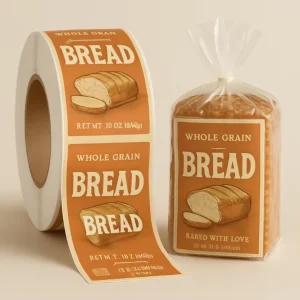 Etichette per imballaggio del pane stampate su misura, adesivi impermeabili di grado alimentare, adatti per sacchetti e imballaggi per pane