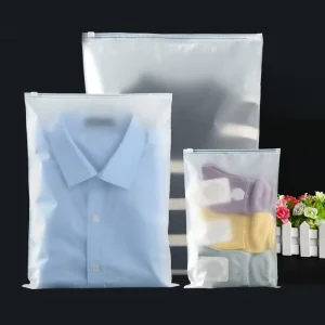 맞춤형 로고 인쇄 재활용 플라스틱 가방 의류 운송 포장 가방 지퍼 잠금 가방