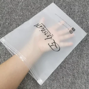 Sac en plastique mat personnalisé avec impression et fermeture éclair pour emballage de vêtements, t-shirts, jupes